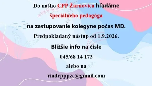 Hľadáme ŠPECIÁLNEHO PEDAGÓGA